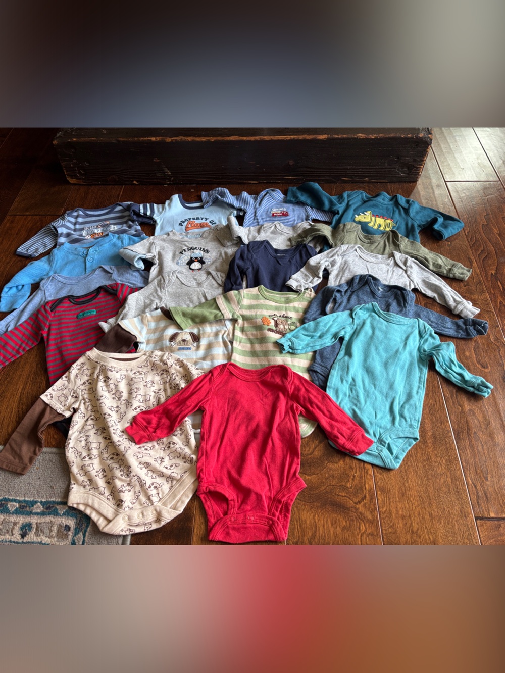 Lot of 19 Mixed Baby Boys Long-Sleeve Onesies - Assorted Colors